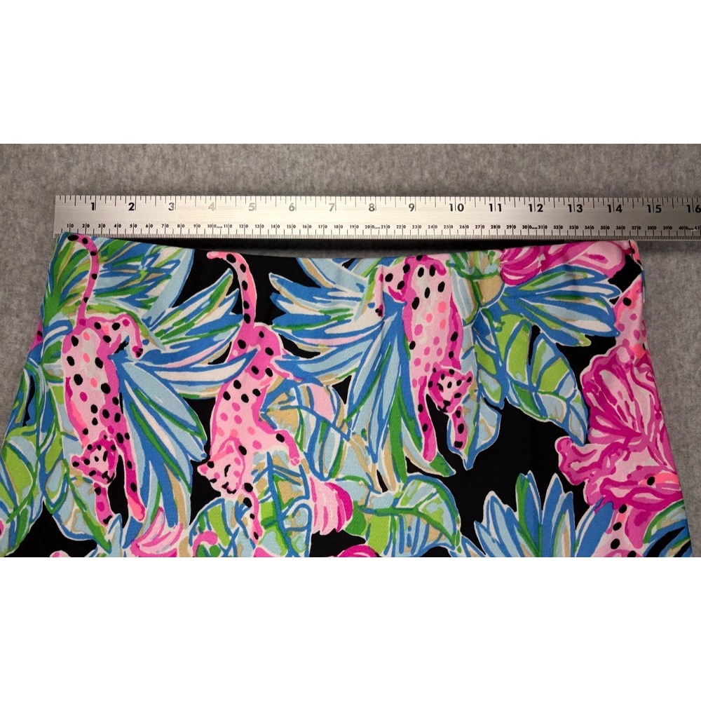Lilly Pulitzer Rosario Midi Skirt Womens 6 Black Pink Spot Ya Leopard Colorful - Picture 6 of 7